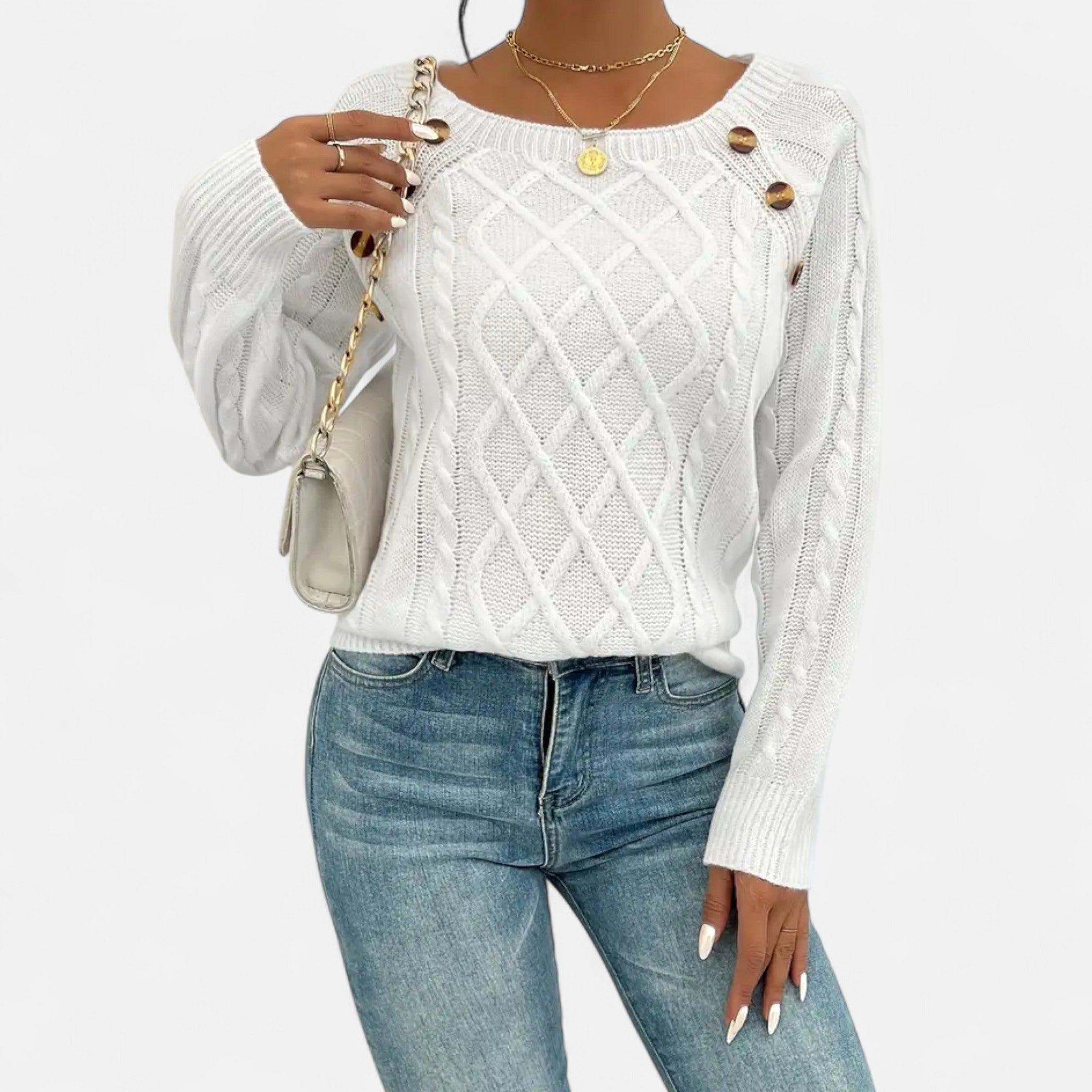 Veroux Mode | Women’s Cable-Knit Button Sweater