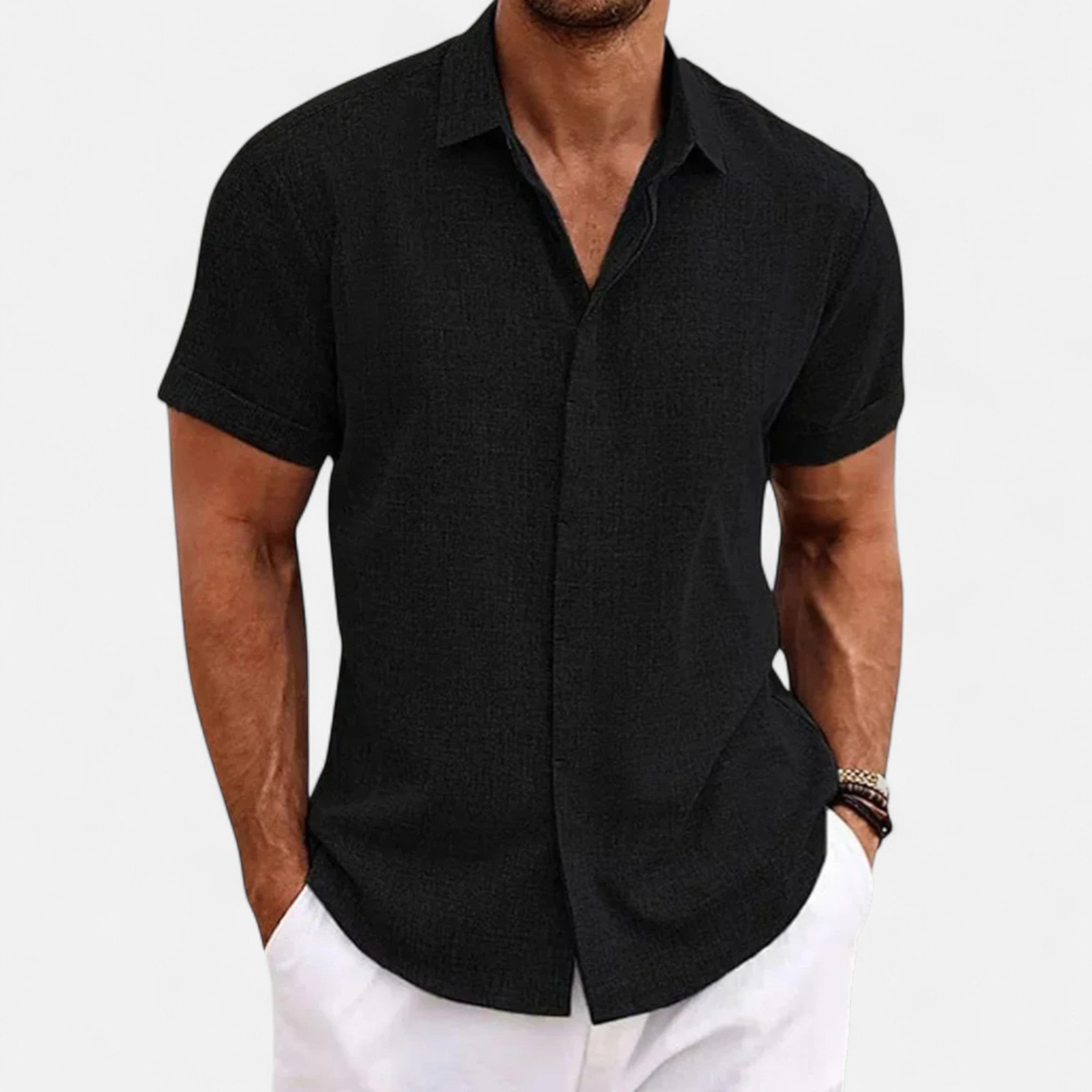 Veroux Mode | Men’s Cotton Linen Summer Shirt – Refined Ease, Coastal Sophistication