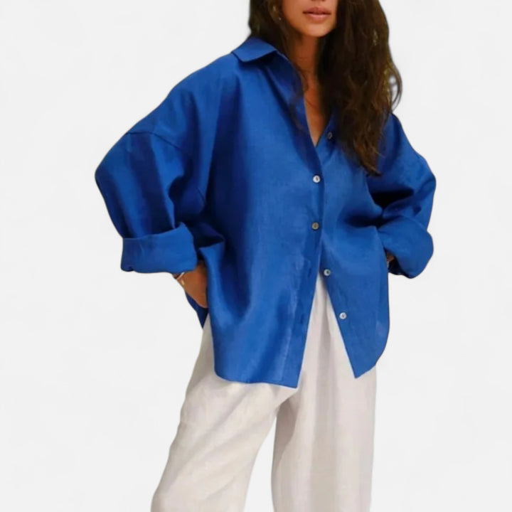 Veroux Mode | Women's Vintage Cotton-Linen Shirt – Spring Elegance with Timeless Comfort