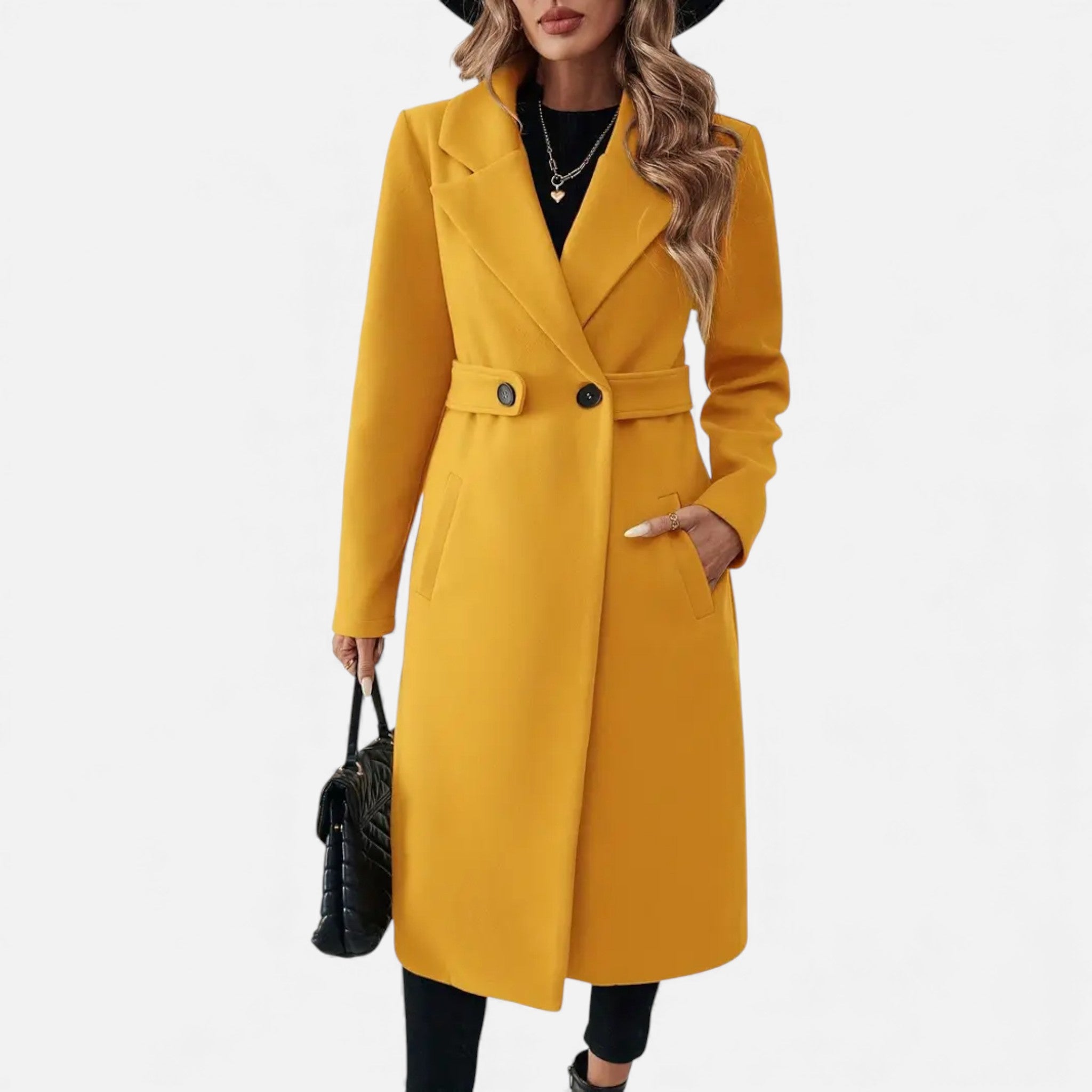 Veroux Mode | Women’s Tweed Coat – Long Belted Elegance