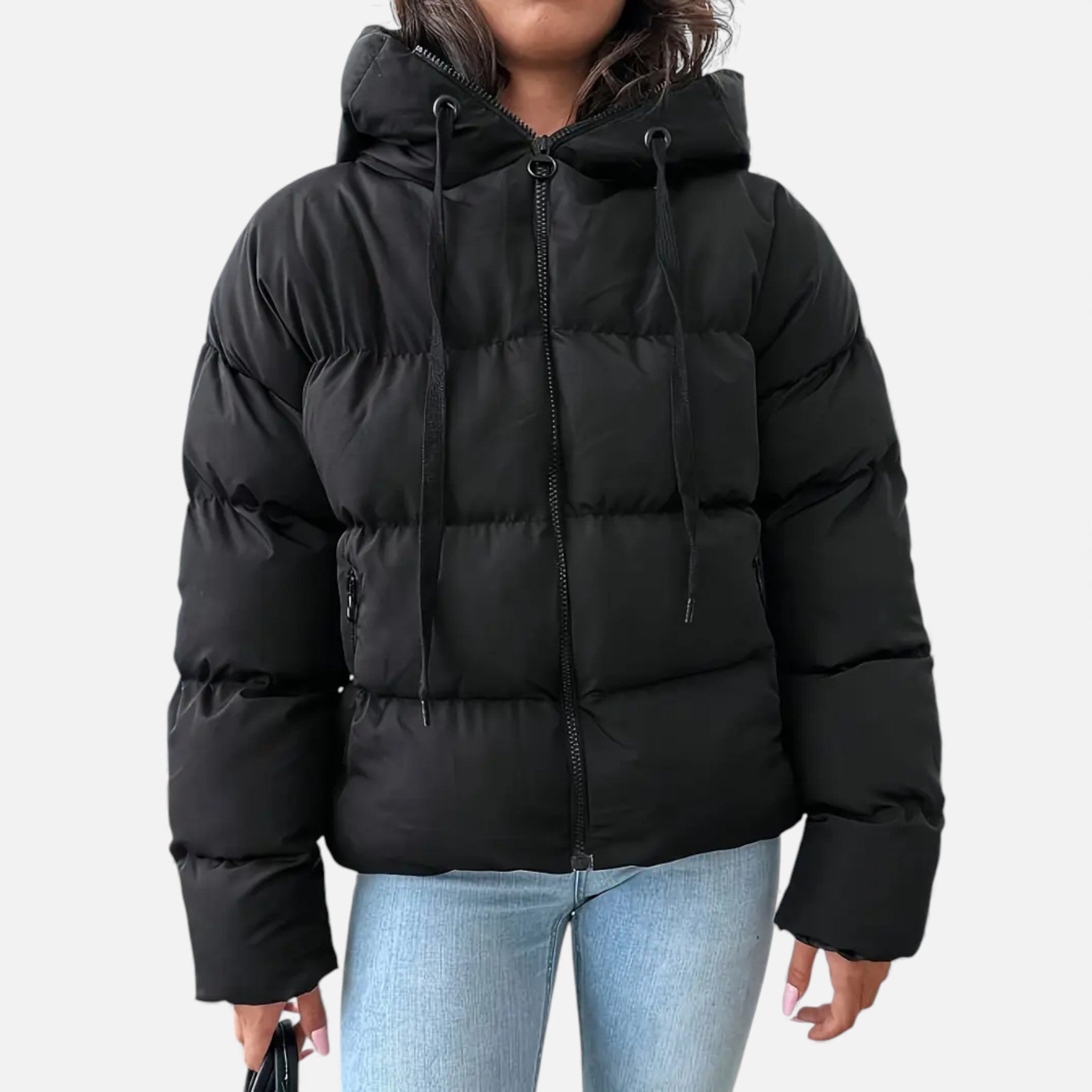 Veroux Mode | Women’s Hooded Jacket – Black Winter Essential