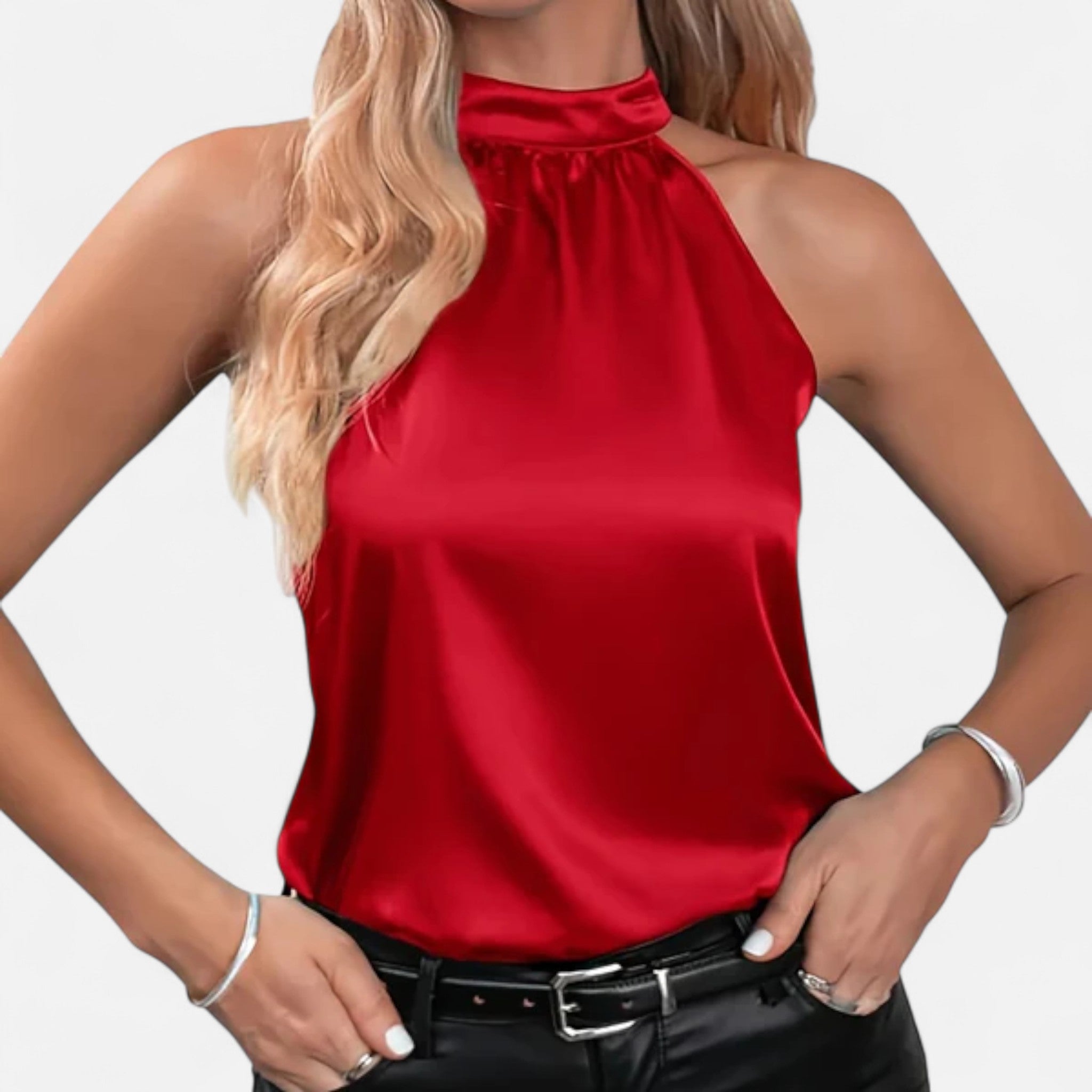 Veroux Mode | Women’s Classic Satin Halter Blouse