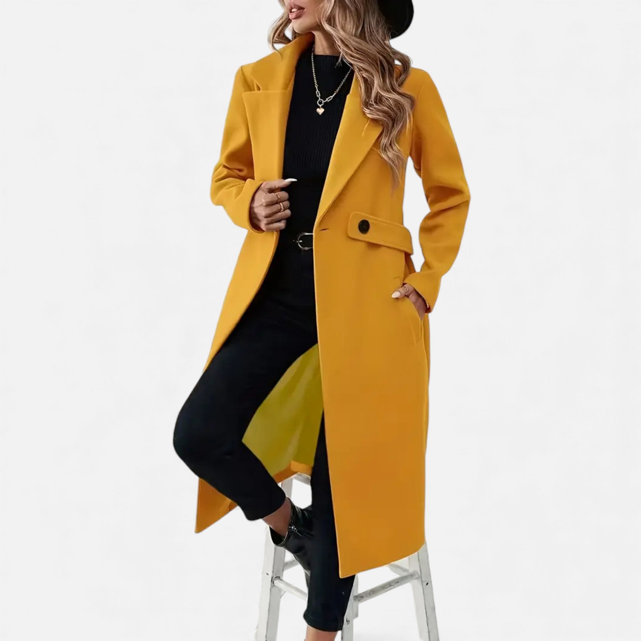 Veroux Mode | Women’s Tweed Coat – Long Belted Elegance