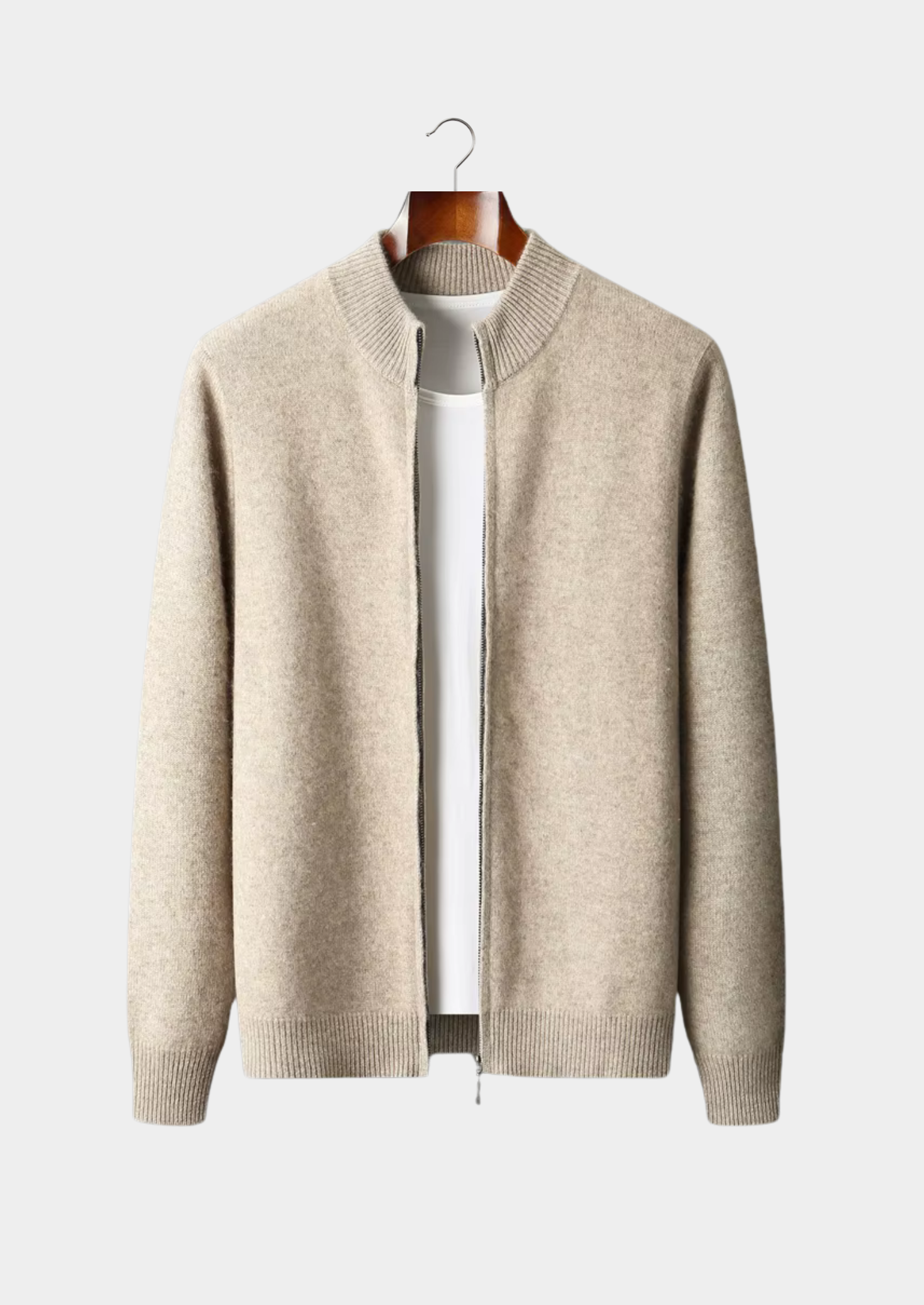 Veroux Mode | Men’s Pure Extra-Fine Merino Wool Zipper Cardigan