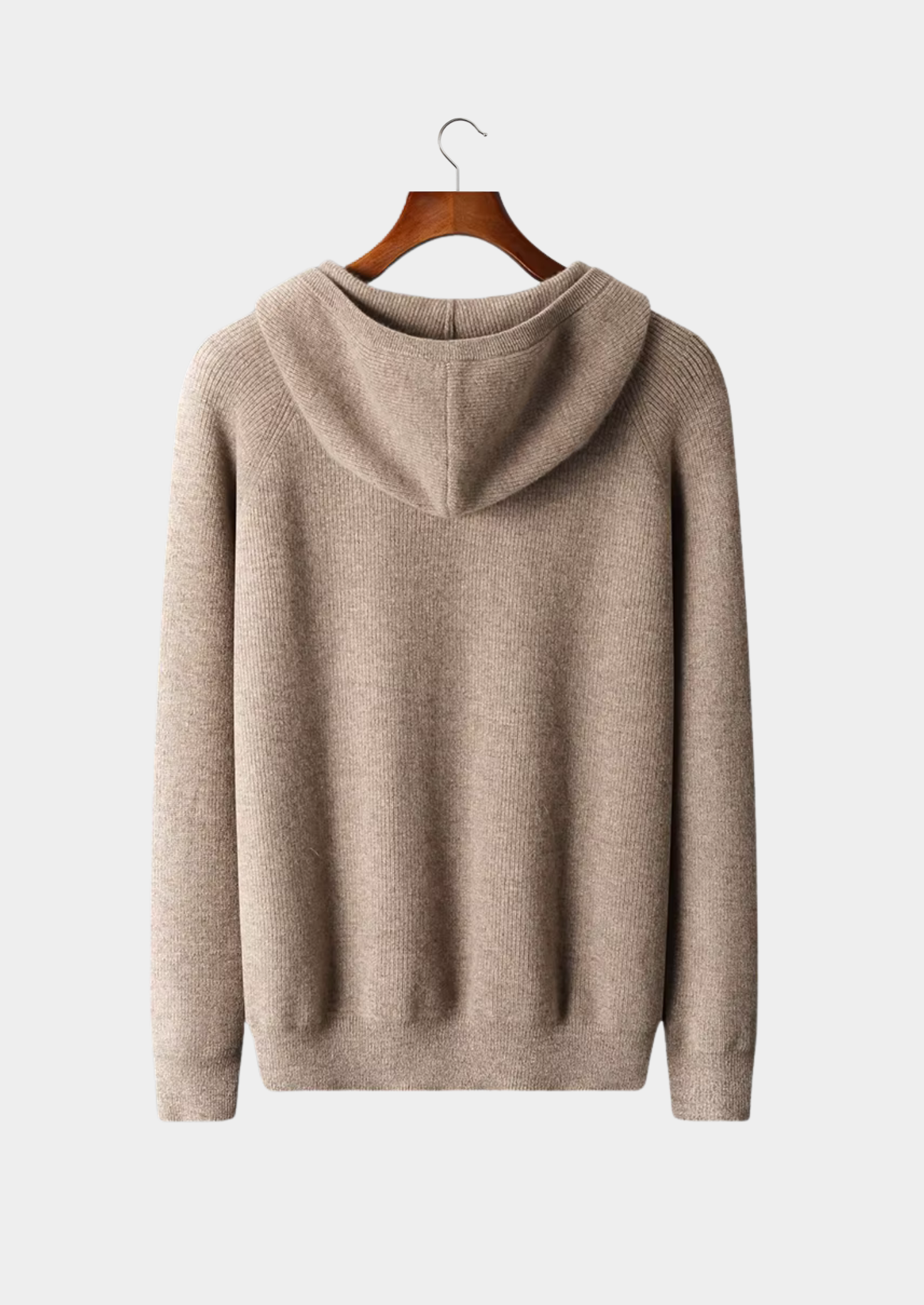 Veroux Mode | Men’s Pure Extra-Fine Merino Wool Ribbed Zip Hoodie