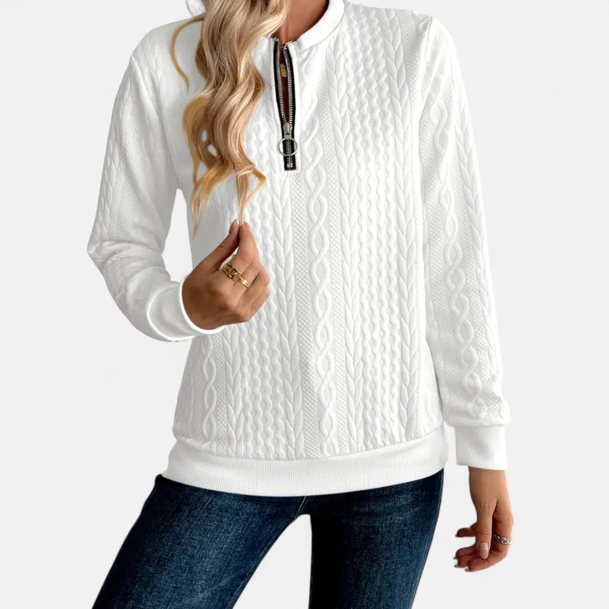 Veroux Mode | Women’s Textured Knit Zip Sweater
