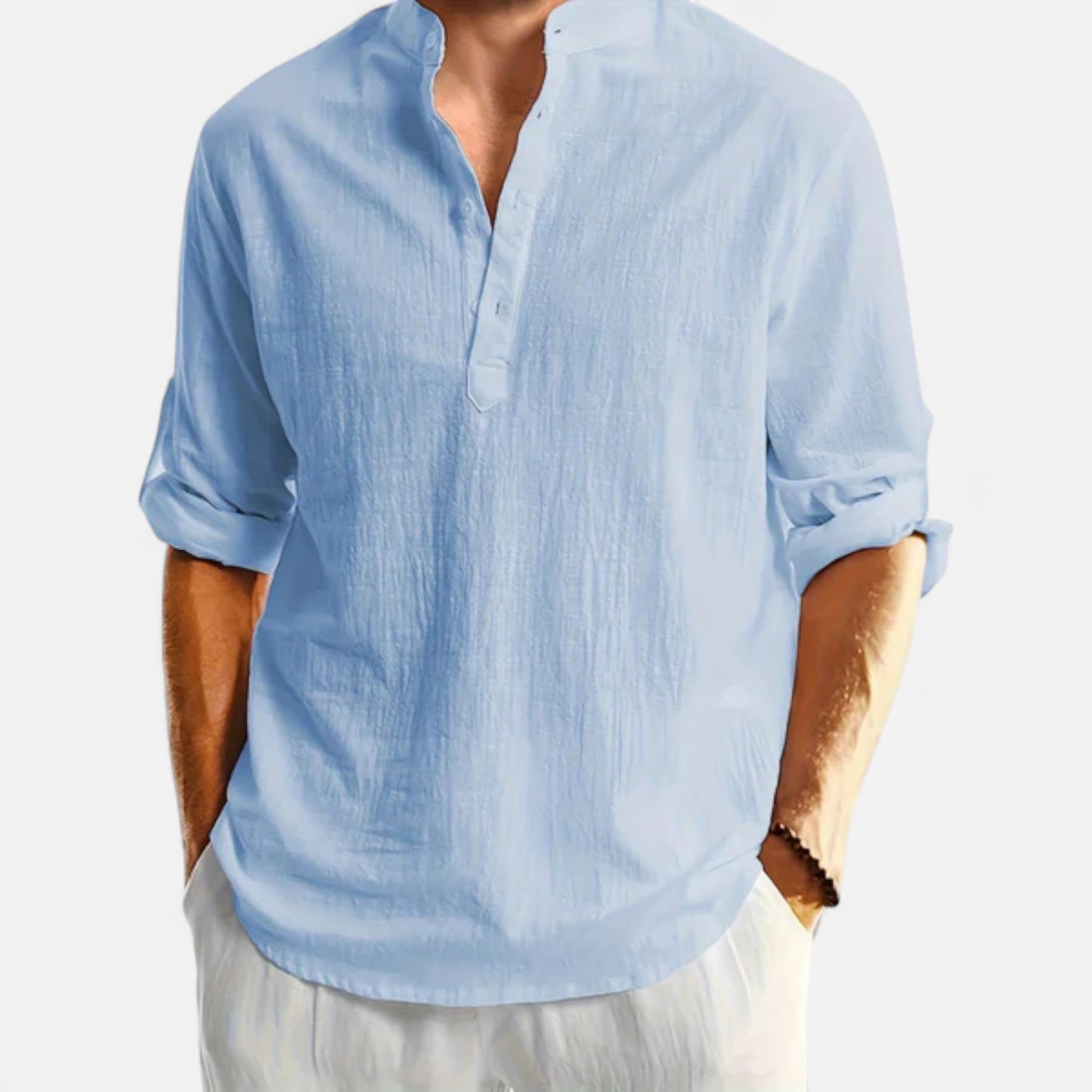 Veroux Mode | Men’s Linen Henley Shirt