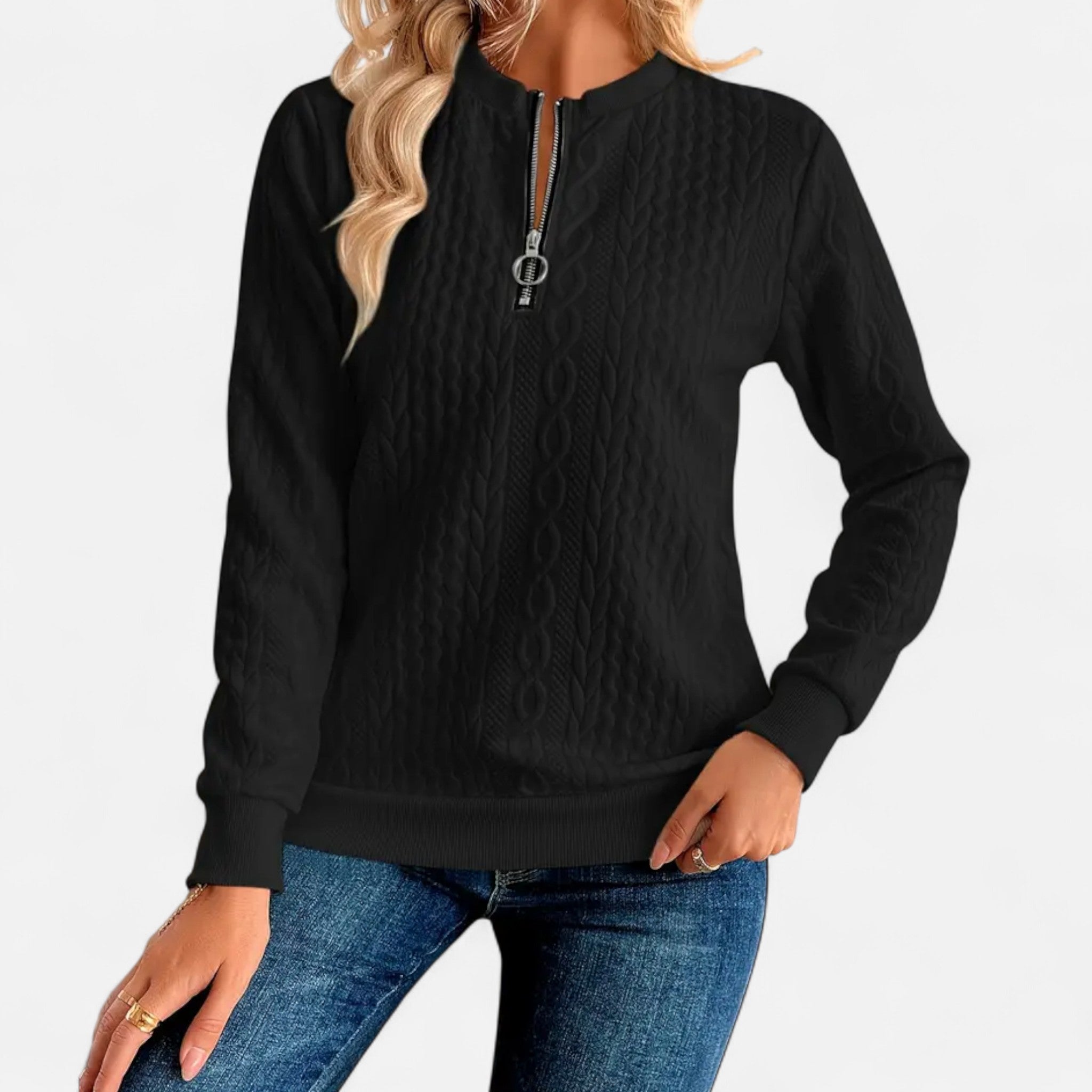 Veroux Mode | Women’s Textured Knit Zip Sweater