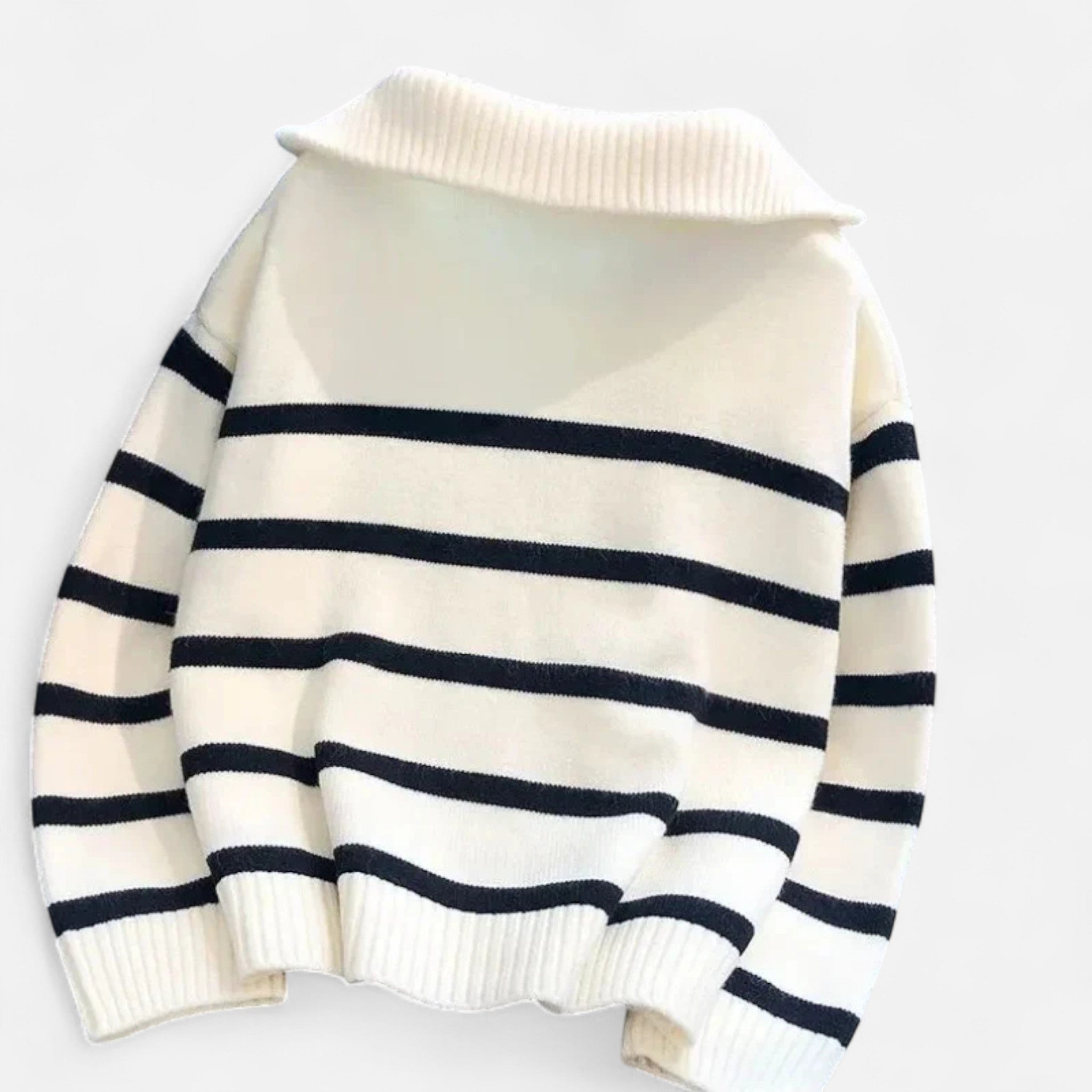 Veroux Mode | Women’s Striped Zip-Collar Sweater