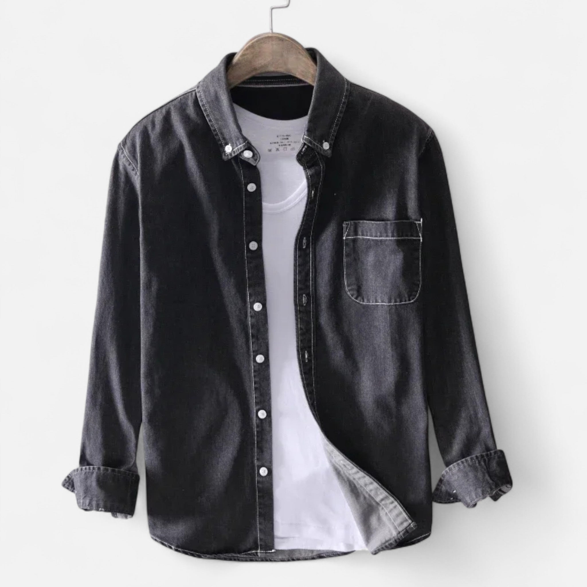 Veroux Mode | Men’s Cotton Denim Long-Sleeve Shirt