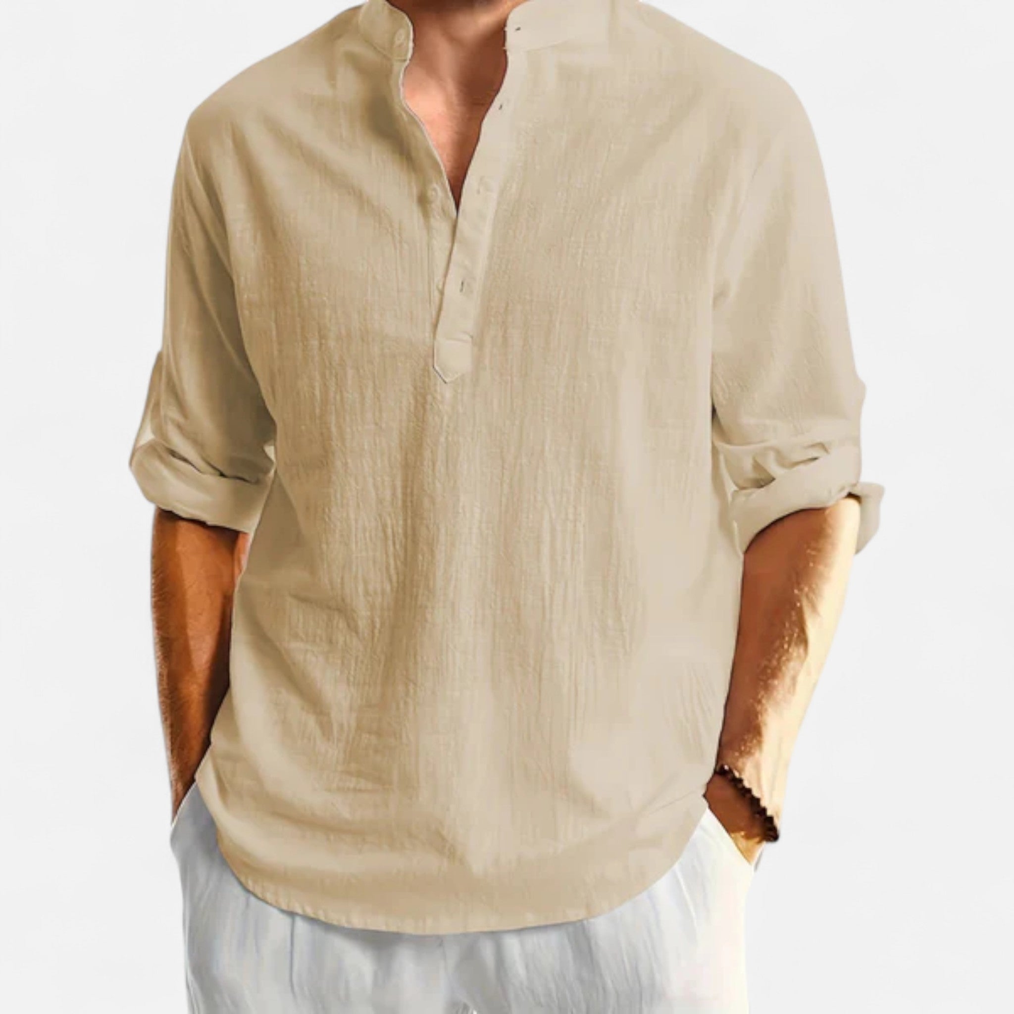 Veroux Mode | Men’s Linen Henley Shirt