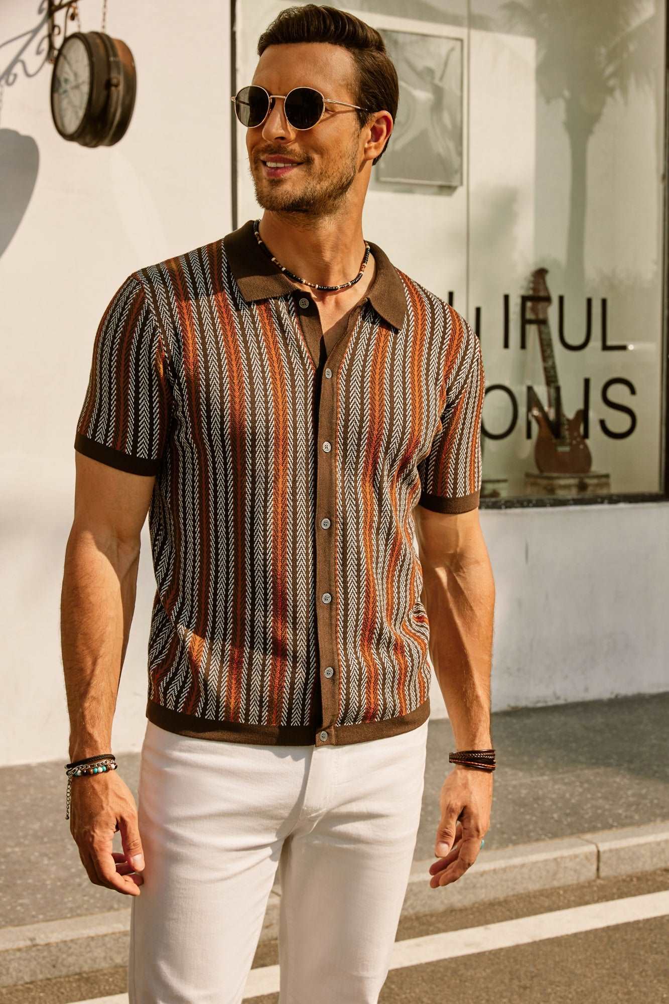 Men's Short Sleeve Striped Polo