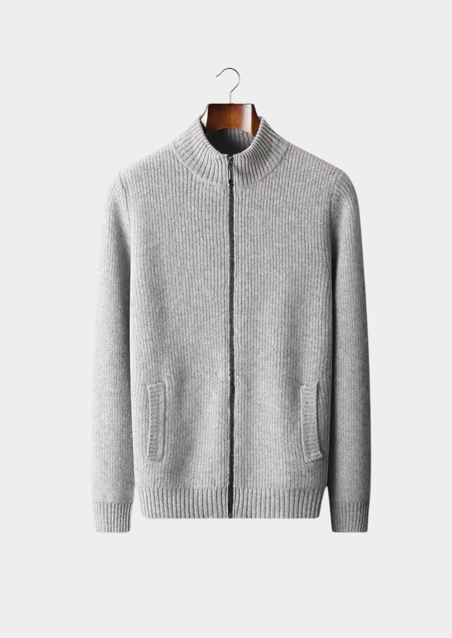 Veroux Mode | Men’s Pure Extra-Fine Merino Wool Ribbed Cardigan