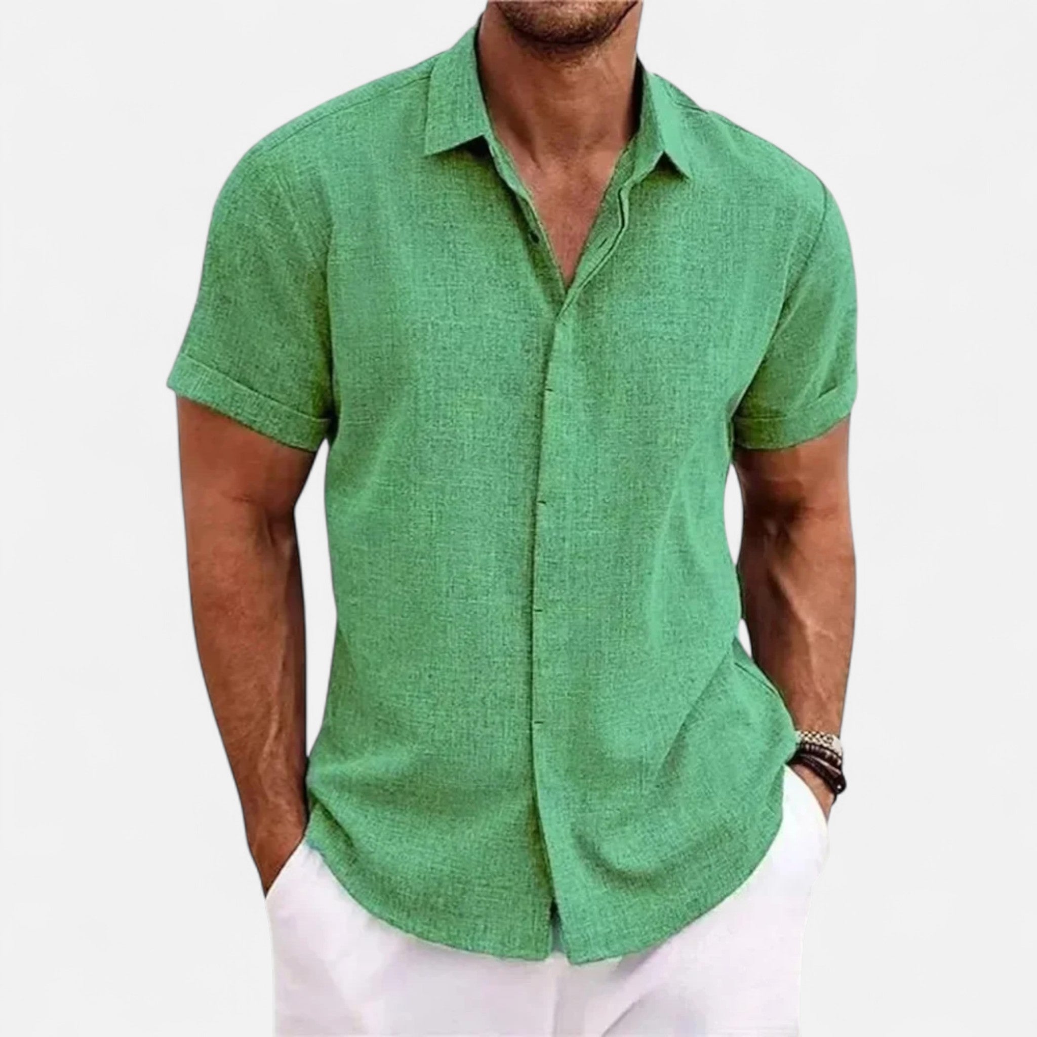 Veroux Mode | Men’s Cotton Linen Summer Shirt – Refined Ease, Coastal Sophistication