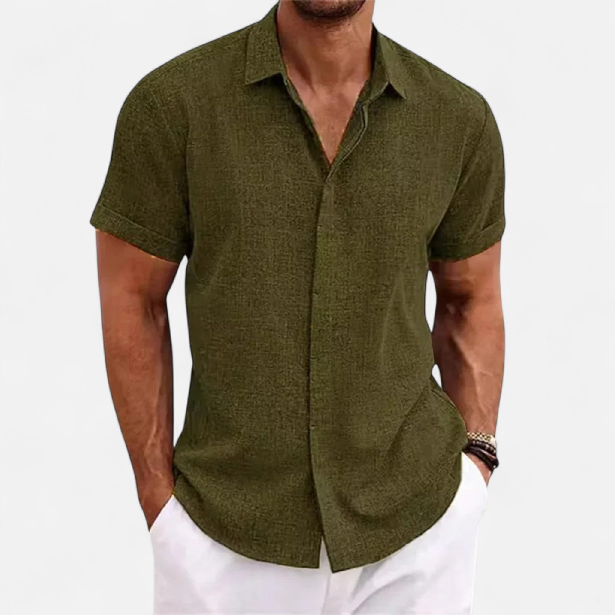 Veroux Mode | Men’s Cotton Linen Summer Shirt – Refined Ease, Coastal Sophistication