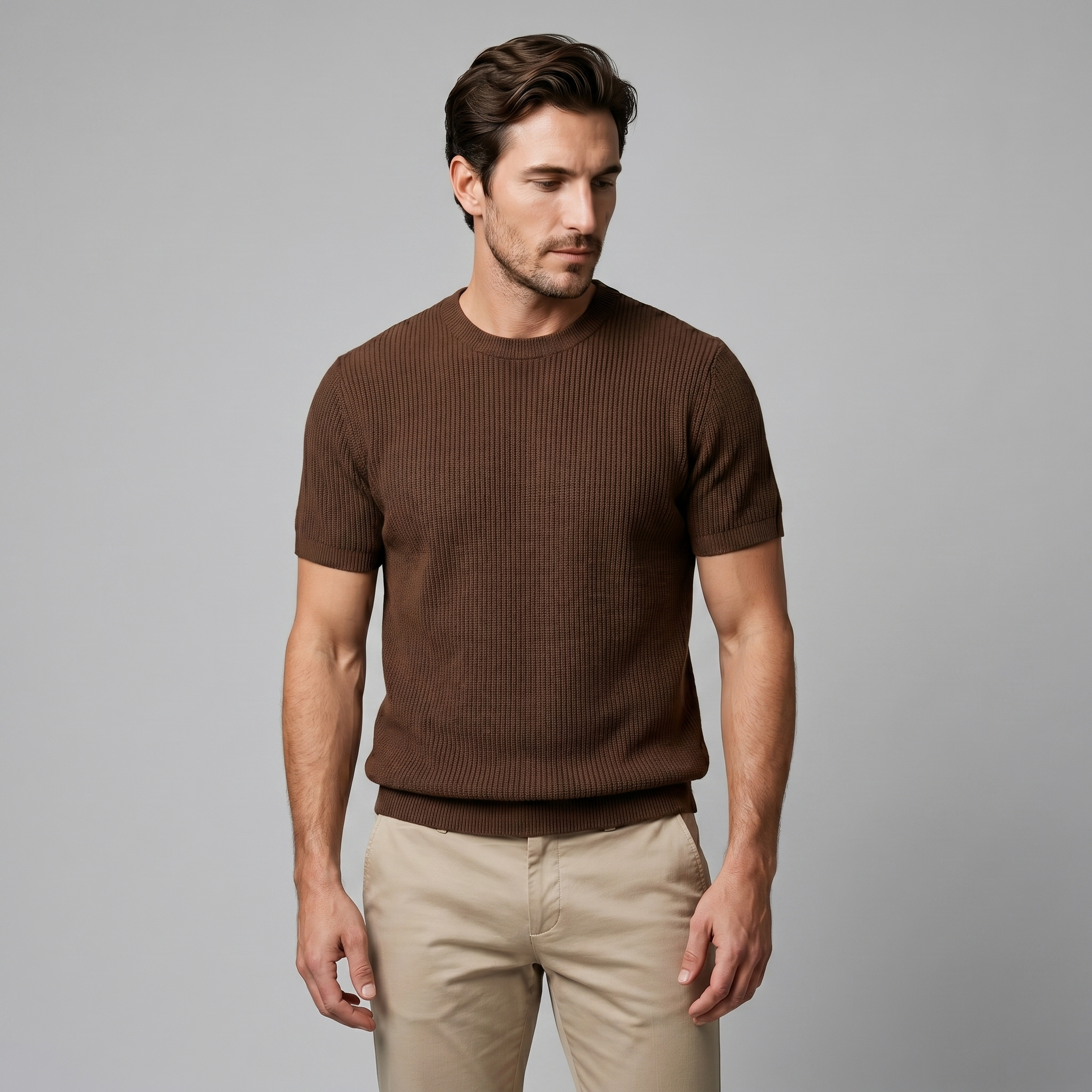 Men's Ribbed Knit Crew Neck