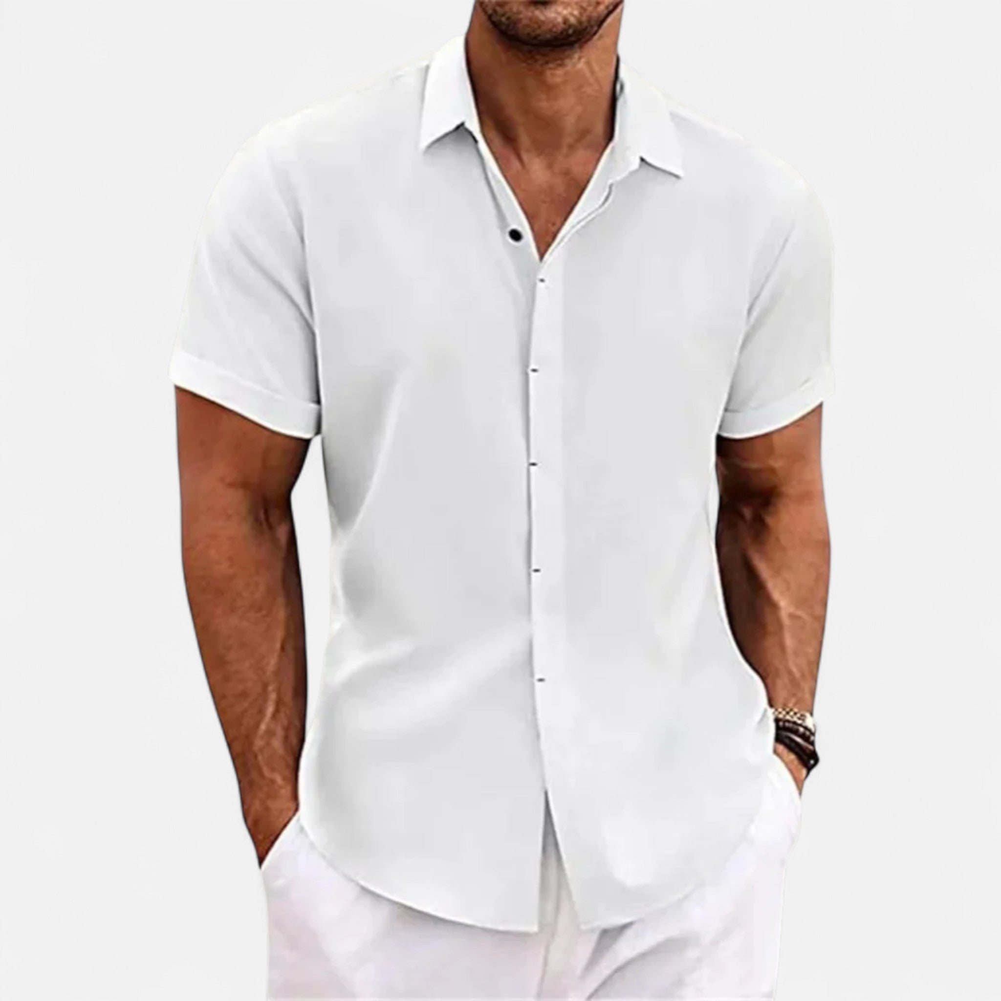 Veroux Mode | Men’s Cotton Linen Summer Shirt – Refined Ease, Coastal Sophistication